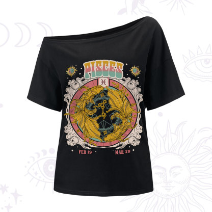 Purplehecate Pisces Cosmic Zodiac One-Shoulder T-Shirt
