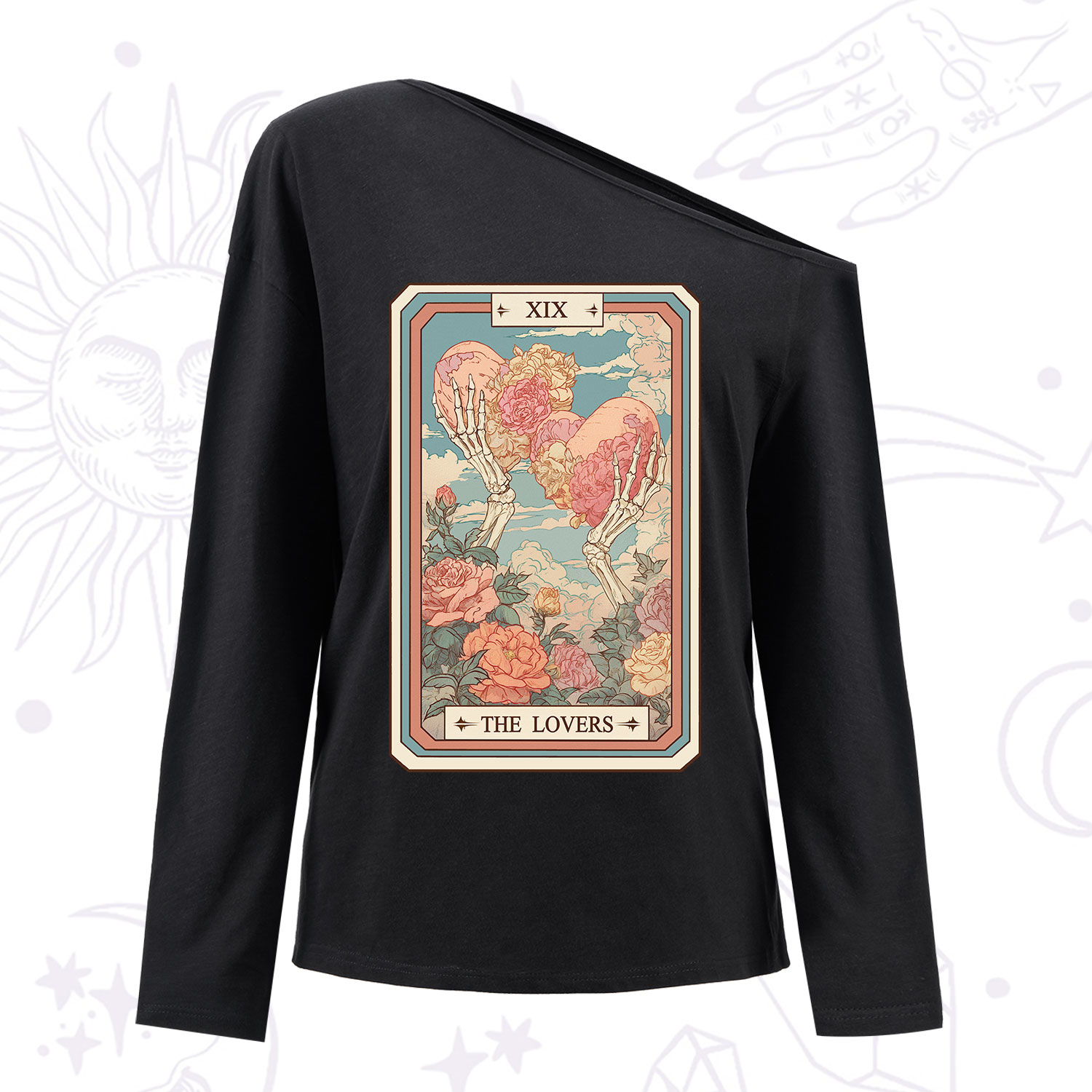 Purplehecate The Lovers Undying Heart Tarot One Shoulder Long Sleeve Shirt