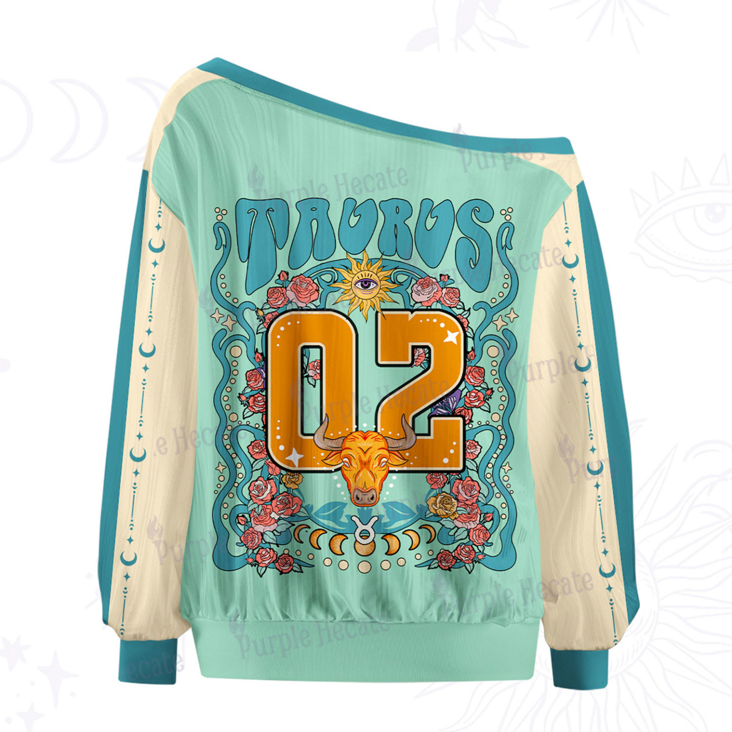 Purplehecate Taurus Spirit Zodiac Off The Shoulder Graphic Jersey