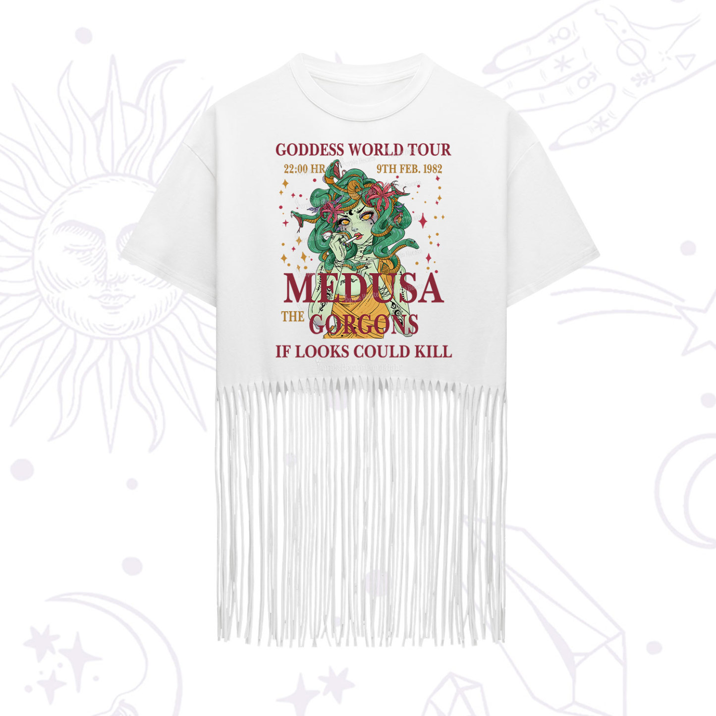 Purplehecate Medusa The Gorgons Fringe Hem T-Shirt