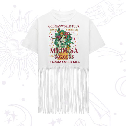 Purplehecate Medusa The Gorgons Fringe Hem T-Shirt