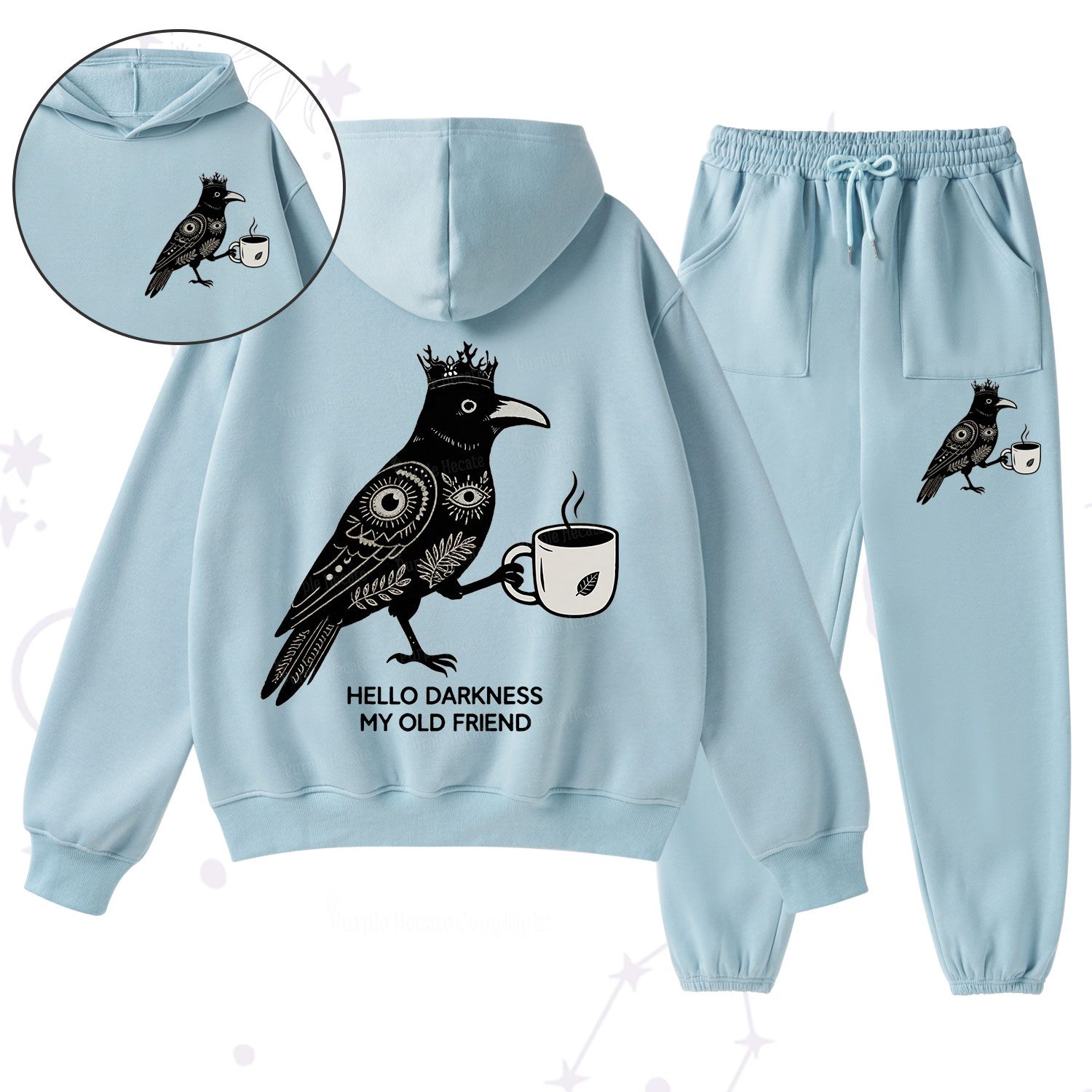 Purplehecate Hello Darkness My Old Friend Fleece Hoodie Suit