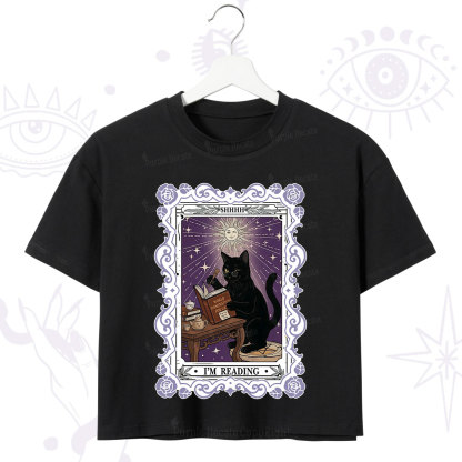 Purplehecate The Reading Cat Tarot Crop T-Shirt