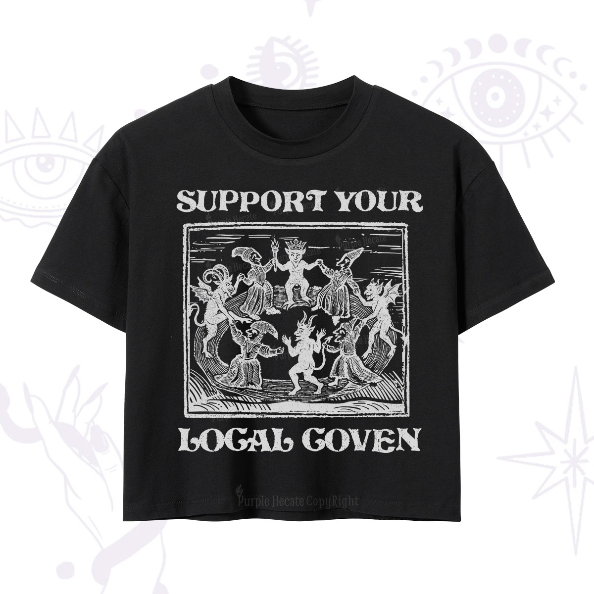 Purplehecate Support Your Local Coven Crop T-Shirt