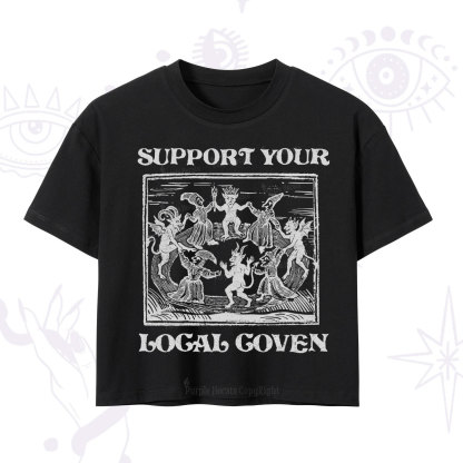 Purplehecate Support Your Local Coven Crop T-Shirt