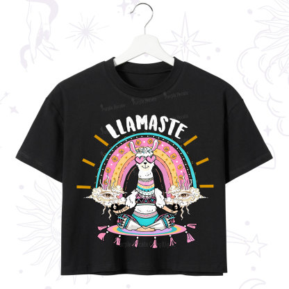 Purplehecate Llama Meditating Crop T-Shirt