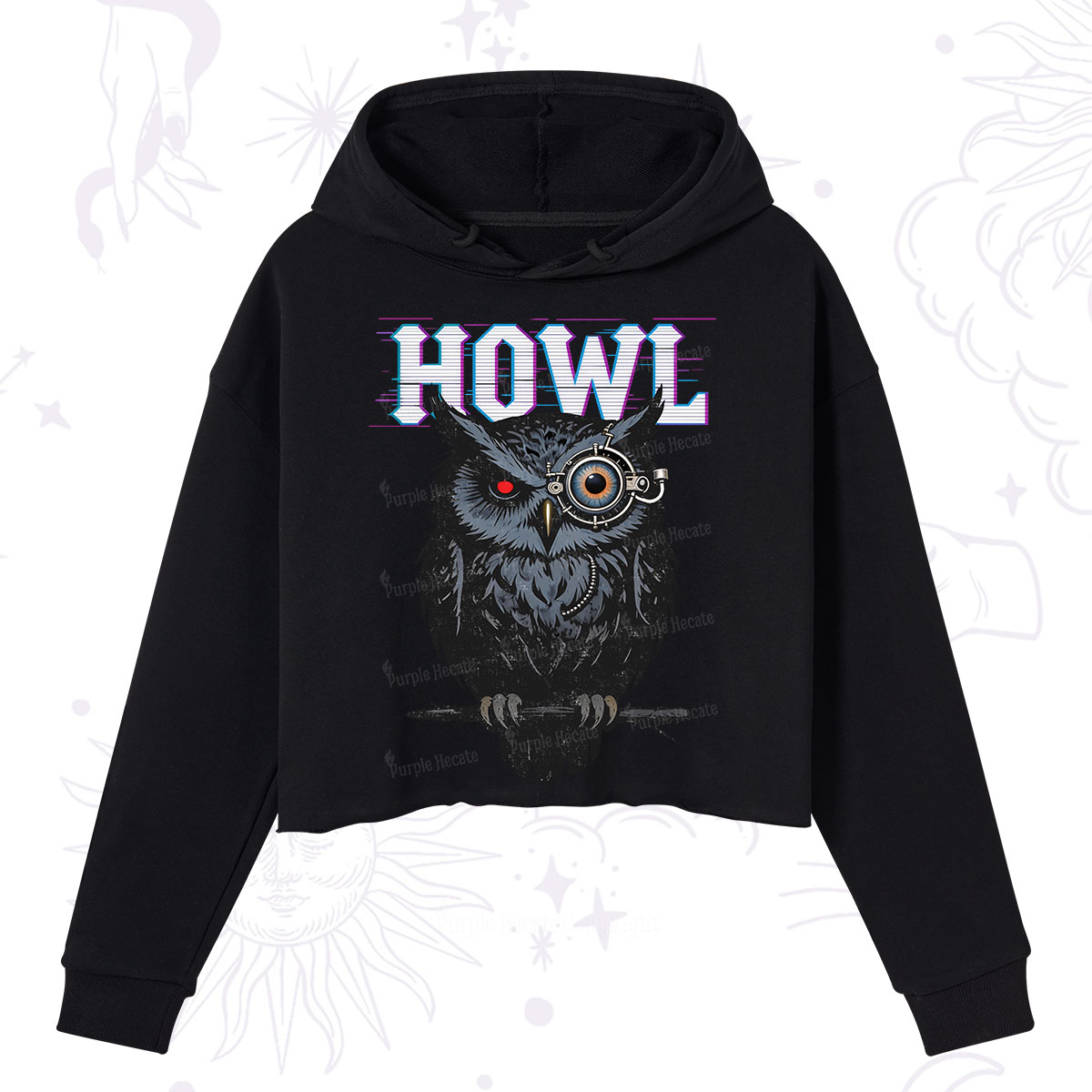 Purplehecate Howl Owl Crop Hoodie