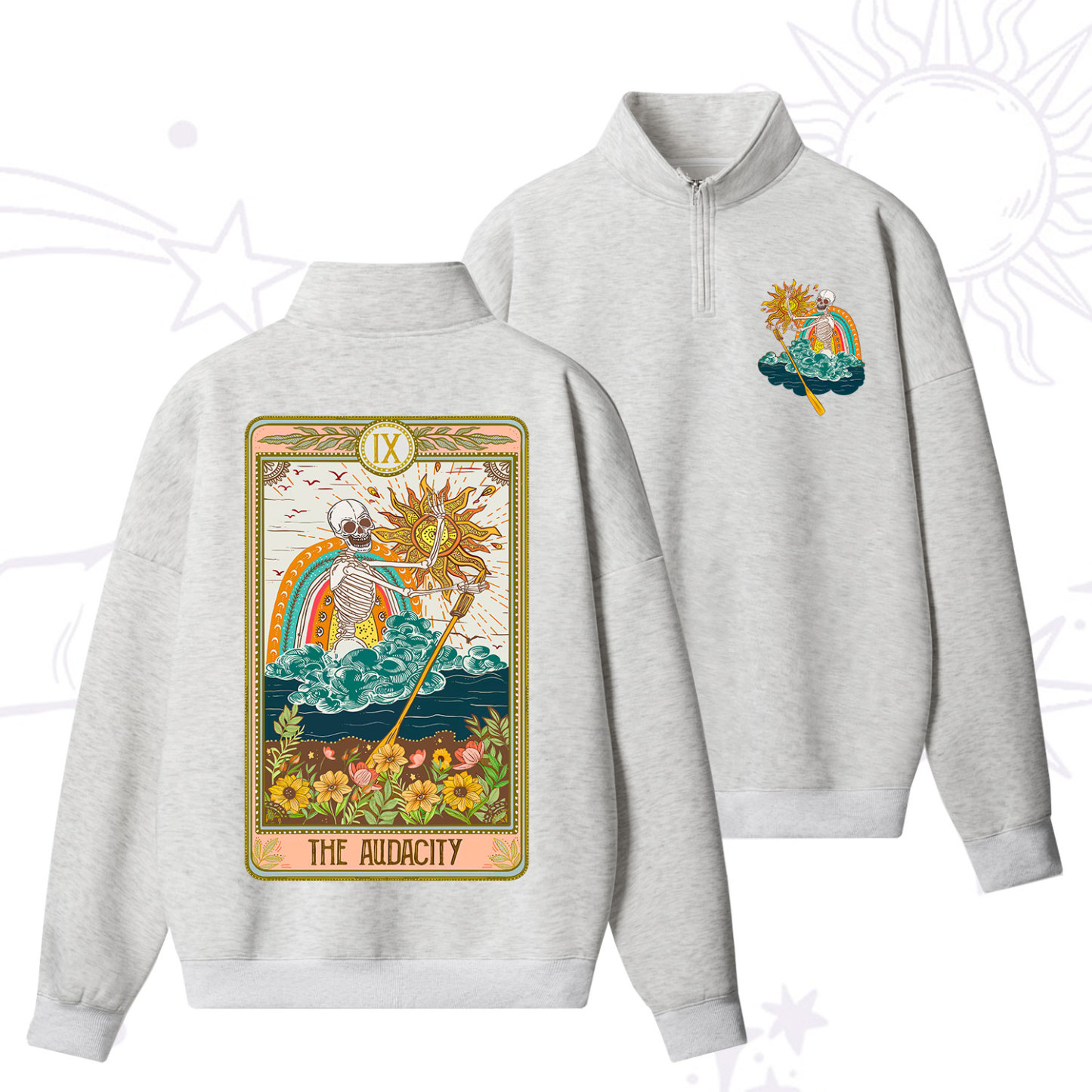 Purplehecate The Audacity Tarot Card Zip Fleece Sweatshirt
