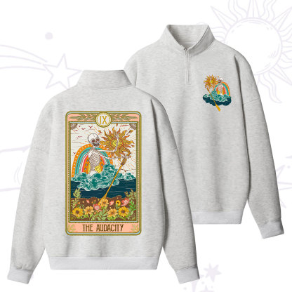 Purplehecate The Audacity Tarot Card Zip Fleece Sweatshirt