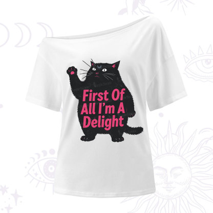 Purplehecate First Of All I'm A Delight Cat One Shoulder T-Shirt