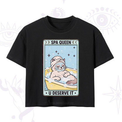 Purplehecate The Spa Queen Cat Tarot Crop T-Shirt
