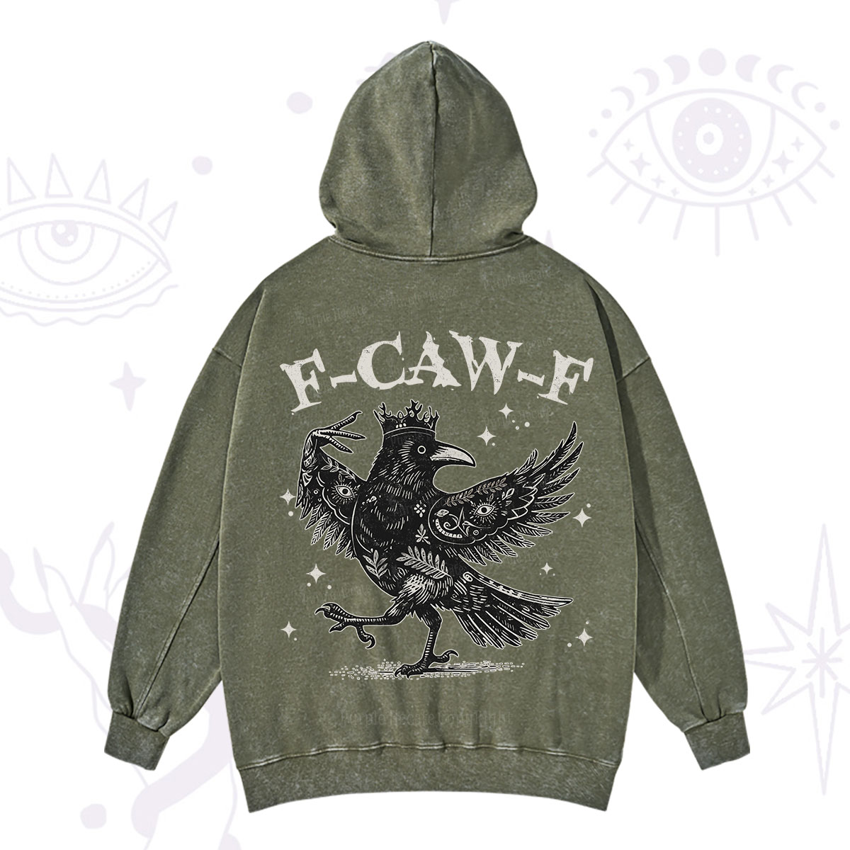 Purplehecate F-caw-f Funny Crow Washed Hoodie