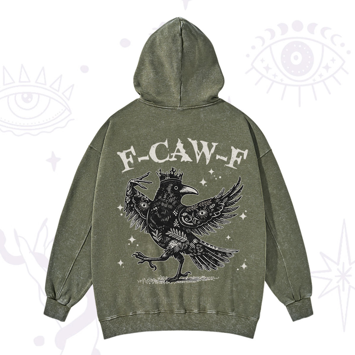 Purplehecate F-caw-f Funny Crow Washed Hoodie