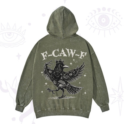 Purplehecate F-caw-f Funny Crow Washed Hoodie