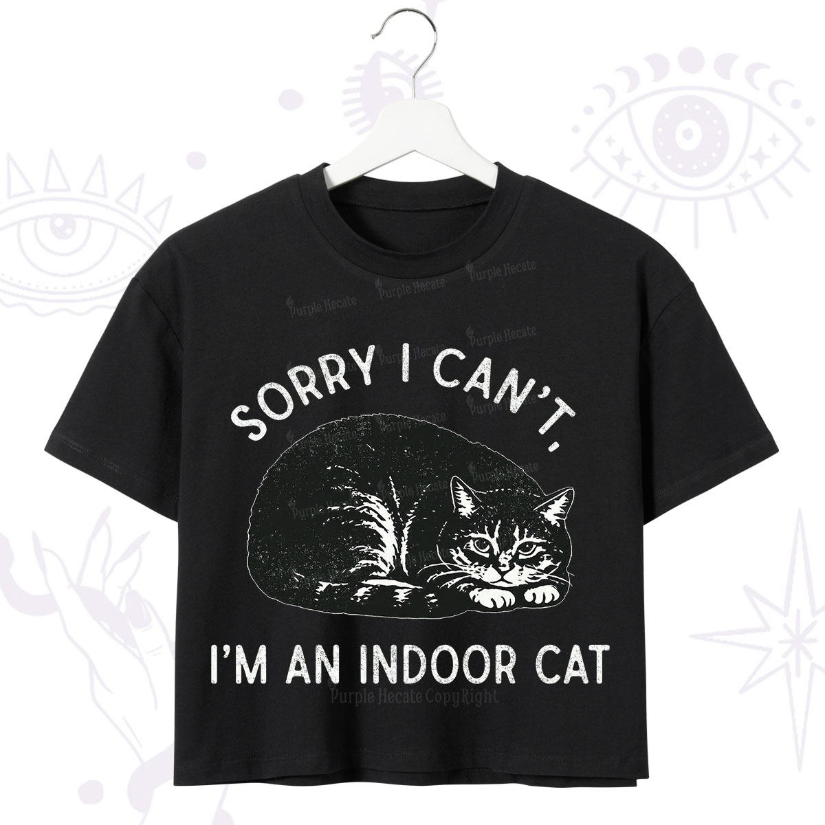 Purplehecate Sorry I Can't I'm an Indoor Cat Crop T-Shirt