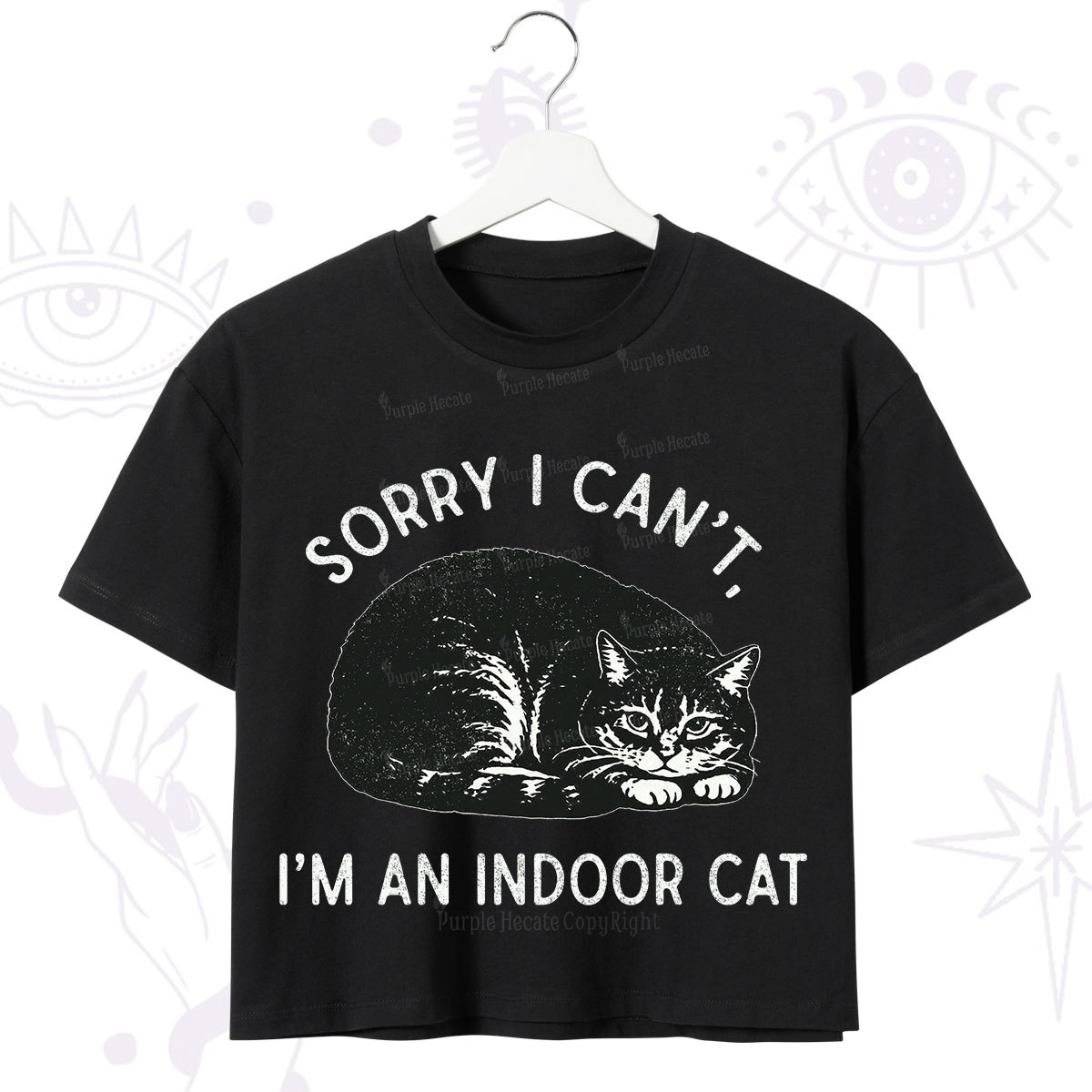 Purplehecate Sorry I Can't I'm an Indoor Cat Crop T-Shirt