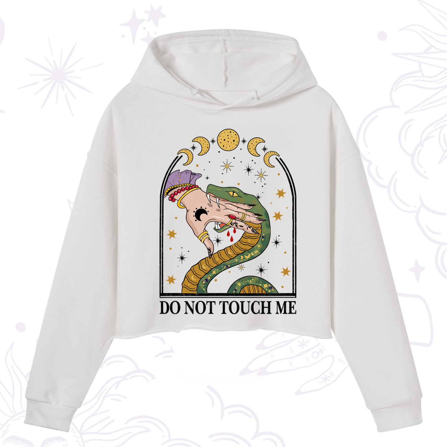 Purplehecate Do Not Touch Me Crop Hoodie