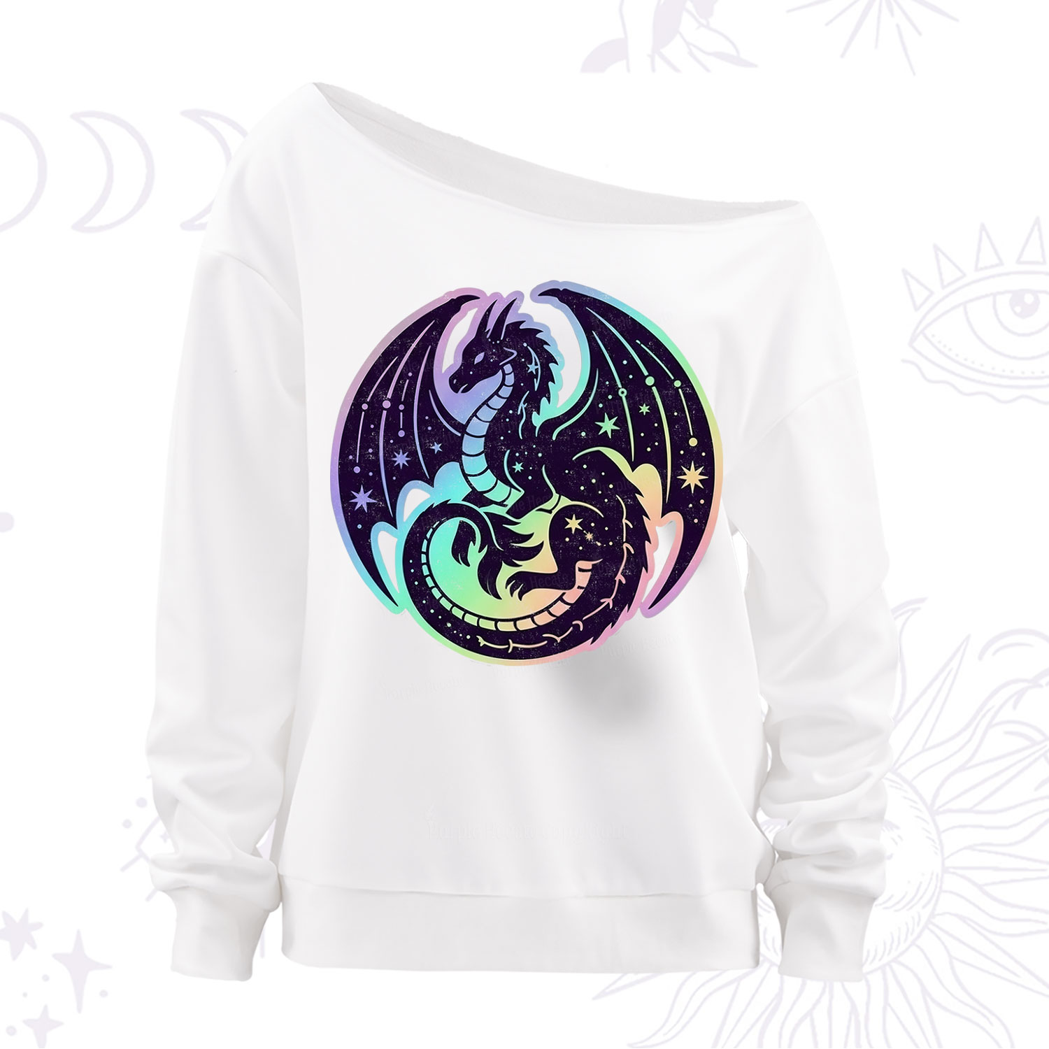 Purplehecate Cosmic Dragon Off The Shoulder Sweatshirt