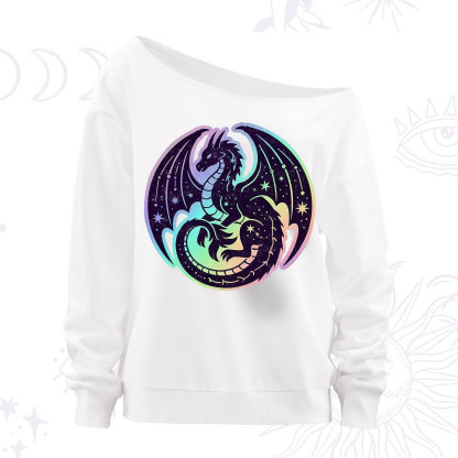 Purplehecate Cosmic Dragon Off The Shoulder Sweatshirt