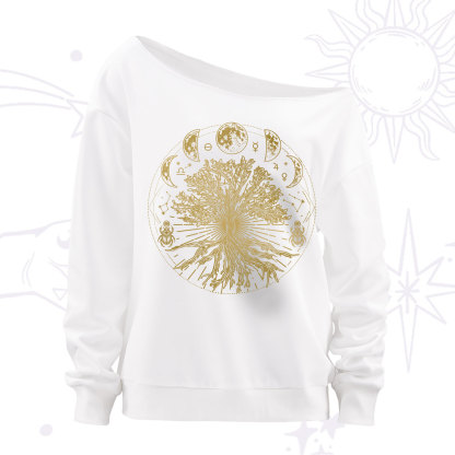 Purplehecate Tree Of Lif Off The Shoulder Sweatshirt