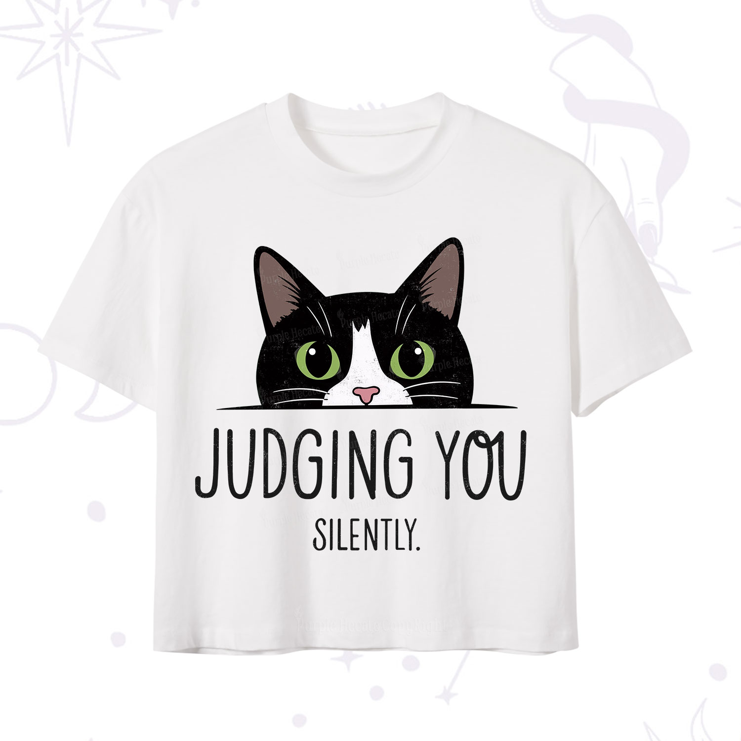Purplehecate Cute Cat Judging You Silently Crop T-Shirt