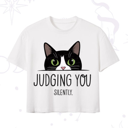 Purplehecate Cute Cat Judging You Silently Crop T-Shirt