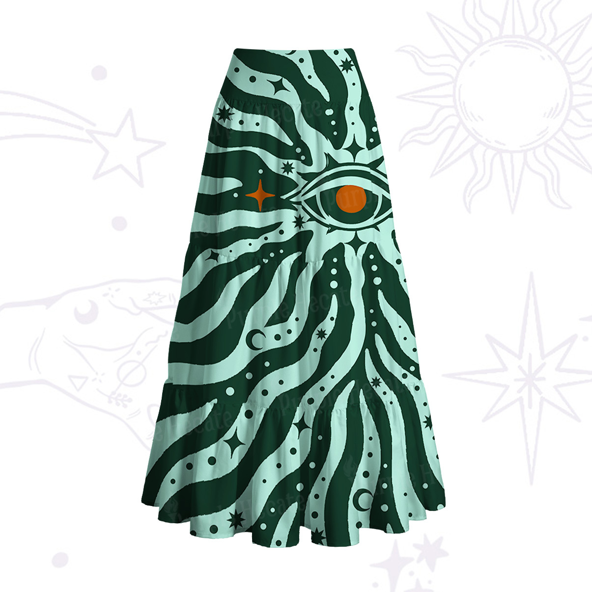 Purplehecate Green Vision Illusion Convertible Maxi Skirt
