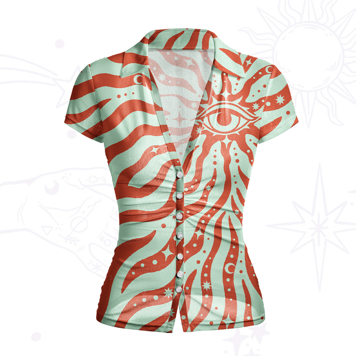 Purplehecate Green Vision Illusion Mesh Button Up Top