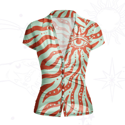 Purplehecate Green Vision Illusion Mesh Button Up Top