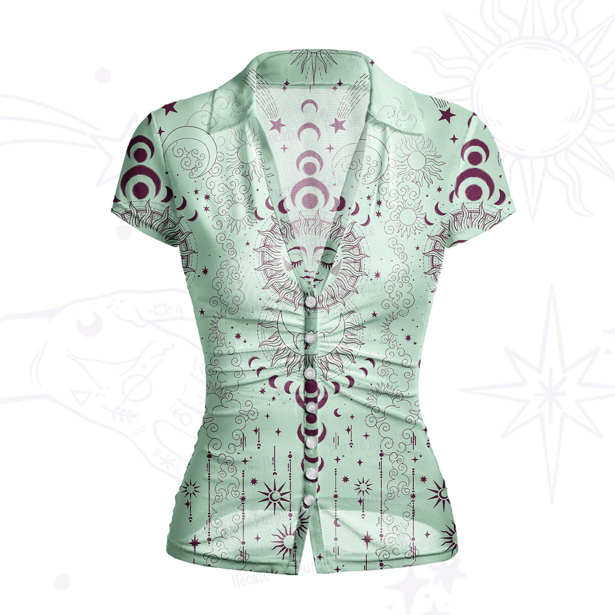 Purplehecate Lunar Eclipse Mesh Button Up Top