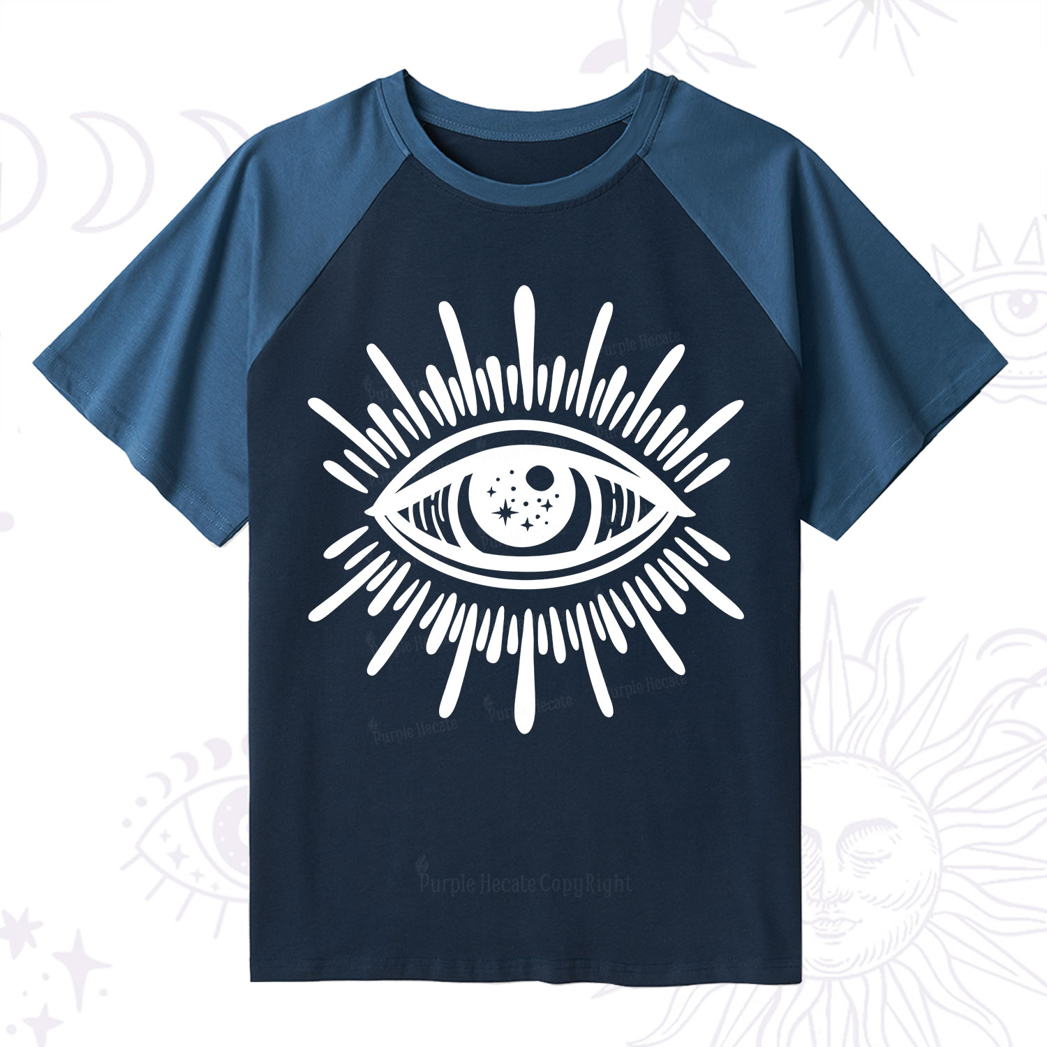 Purplehecate Evil Eye Raglan Short Sleeve T‑Shirt