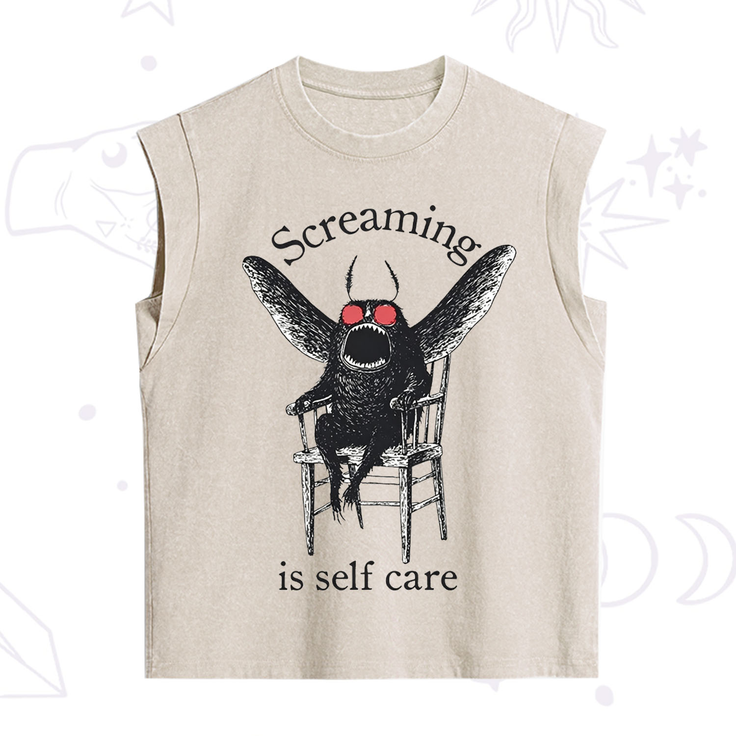 Purplehecate Mothman Screaming Vintage Washed Tank