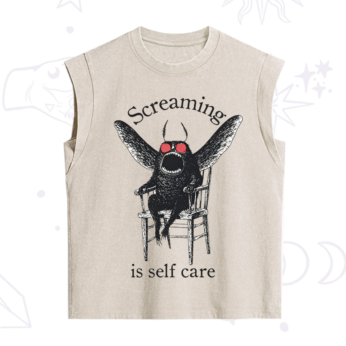 Purplehecate Mothman Screaming Vintage Washed Tank