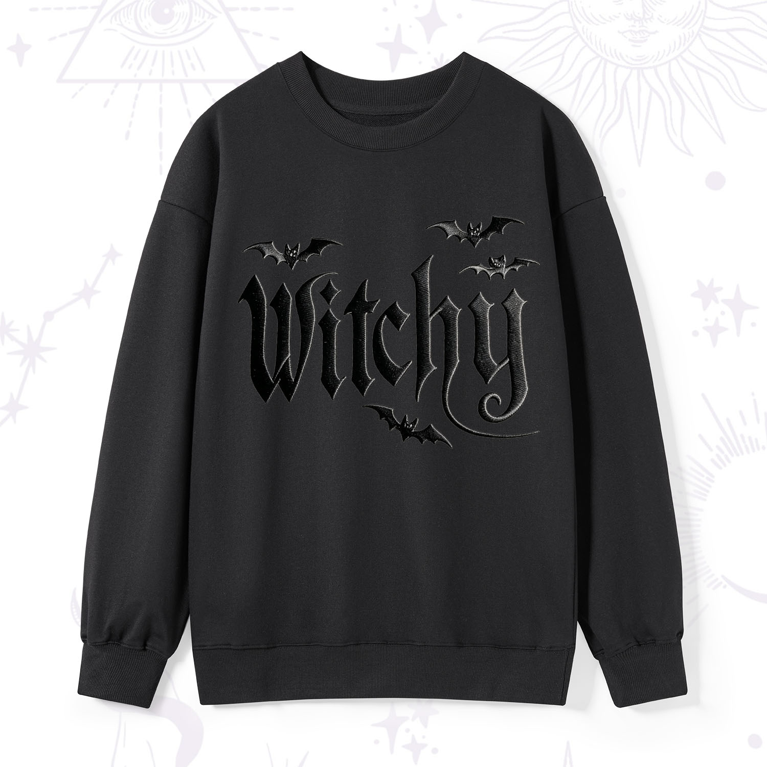 Purplehecate Gothic Bat Embroidered Sweatshirt