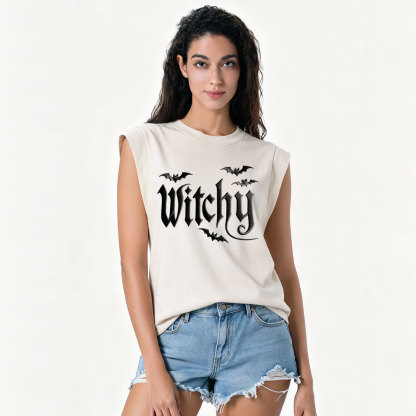 Purplehecate Gothic Bat Embroidered Vintage Washed Tank
