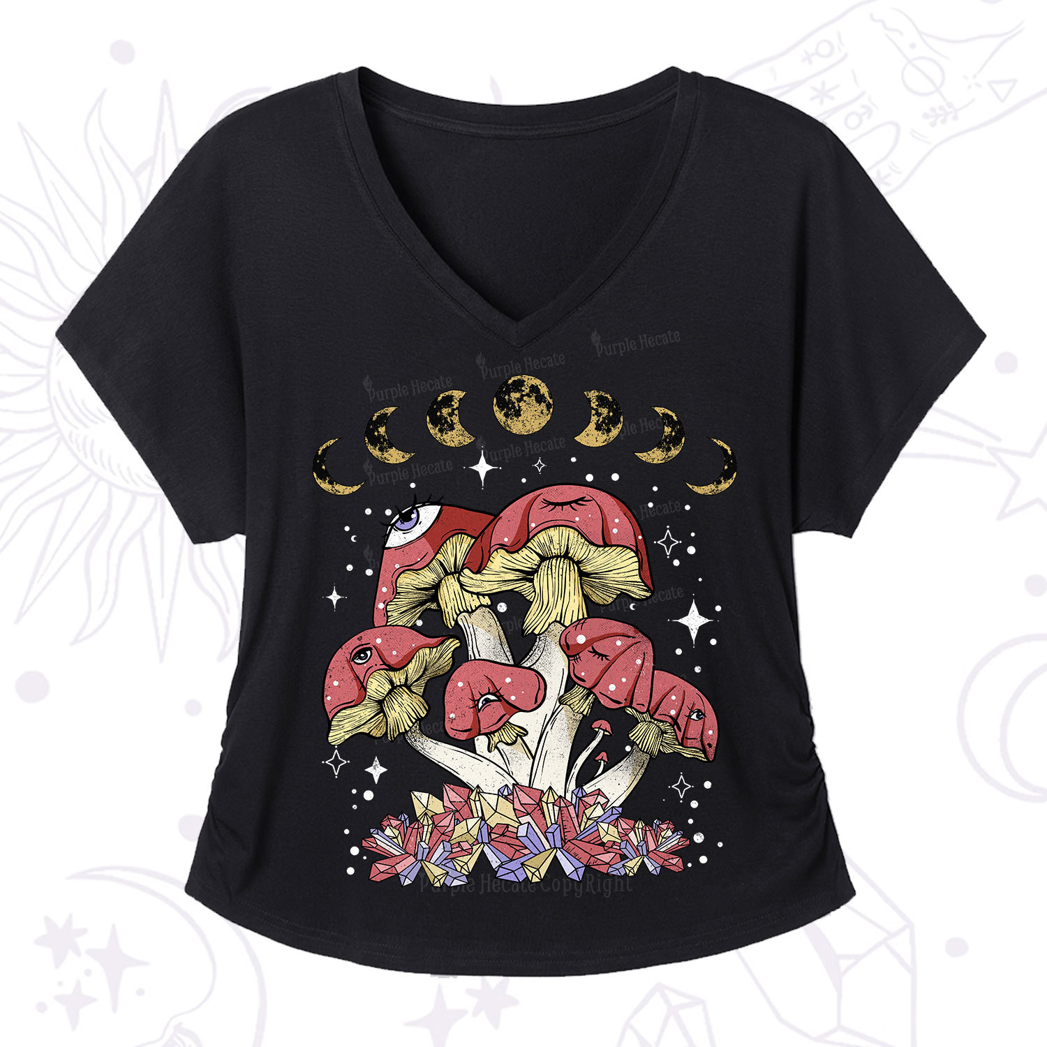 Purplehecate Magic Mushroom V-Neck T-Shirt