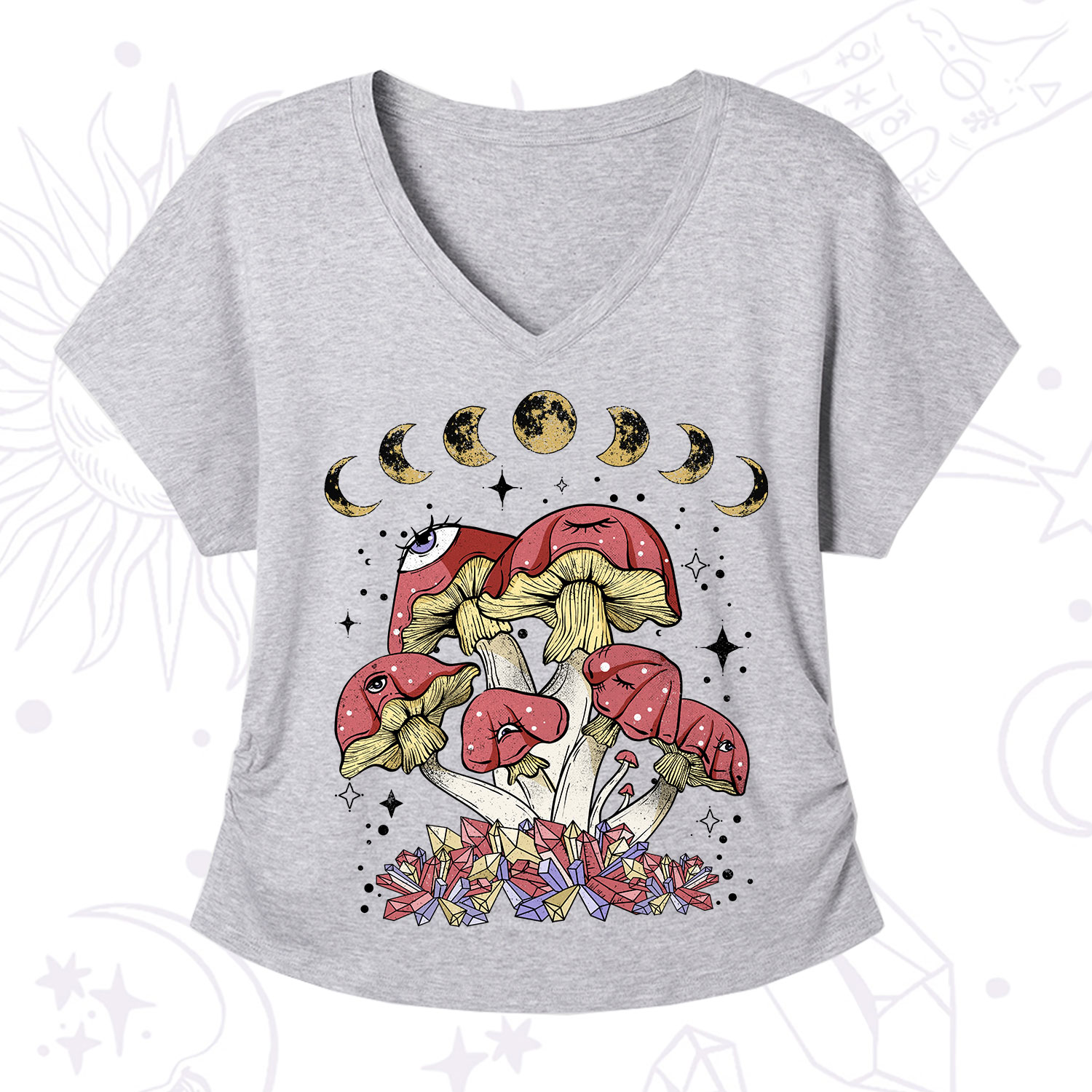 Purplehecate Magic Mushroom V-Neck T-Shirt