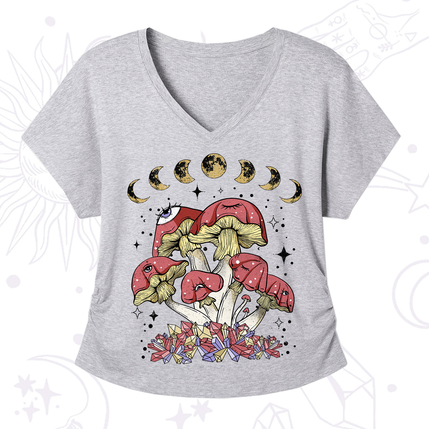 Purplehecate Magic Mushroom V-Neck T-Shirt