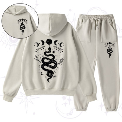 Purplehecate Snake And Moon Phase Comfort Fleece Hoodie Suit