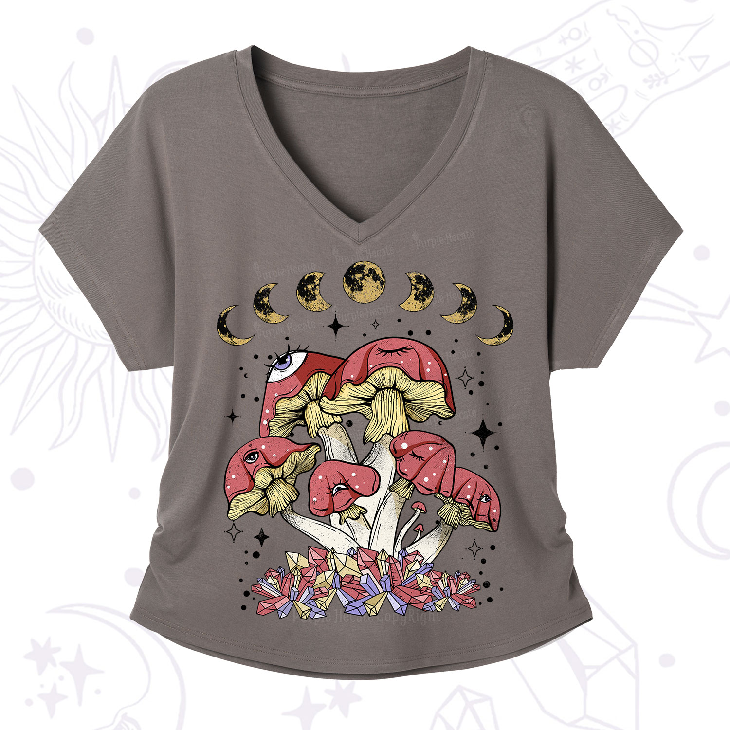 Purplehecate Magic Mushroom V-Neck T-Shirt