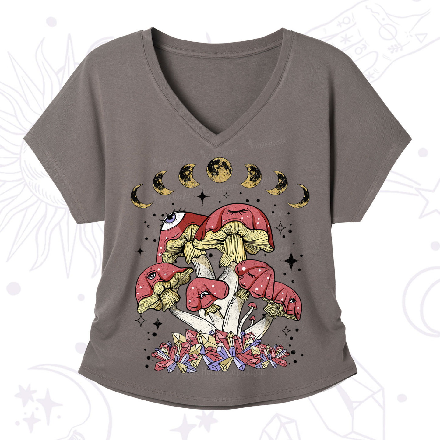 Purplehecate Magic Mushroom V-Neck T-Shirt