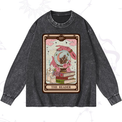 Purplehecate The Reader Tarot Witch Vibes Washed Long Sleeve Shirt