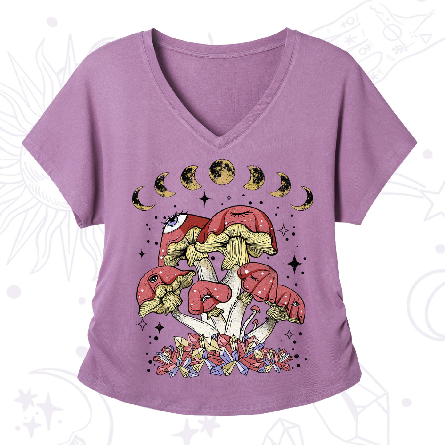Purplehecate Magic Mushroom V-Neck T-Shirt