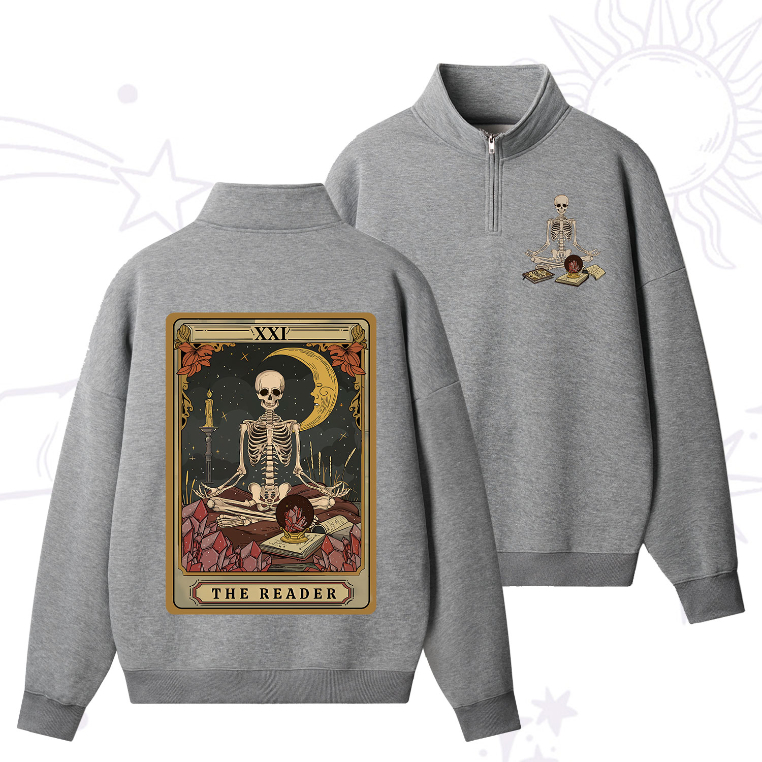 Purplehecate The Reader Tarot Zip Fleece Sweatshirt