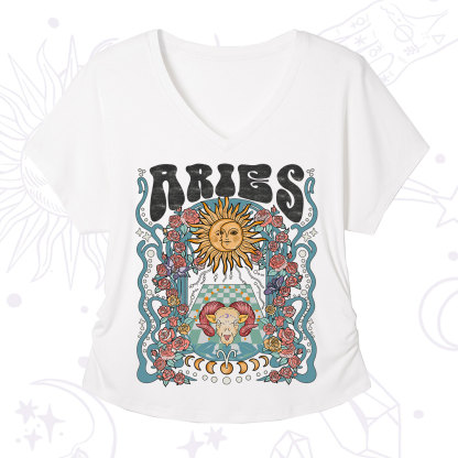 Purplehecate Aries Spirit Zodiac V-Neck T-Shirt