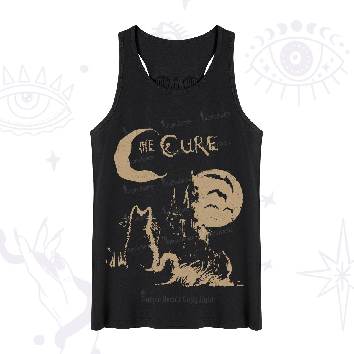 Purplehecate Goth Moon Cat Post-Punk Tank