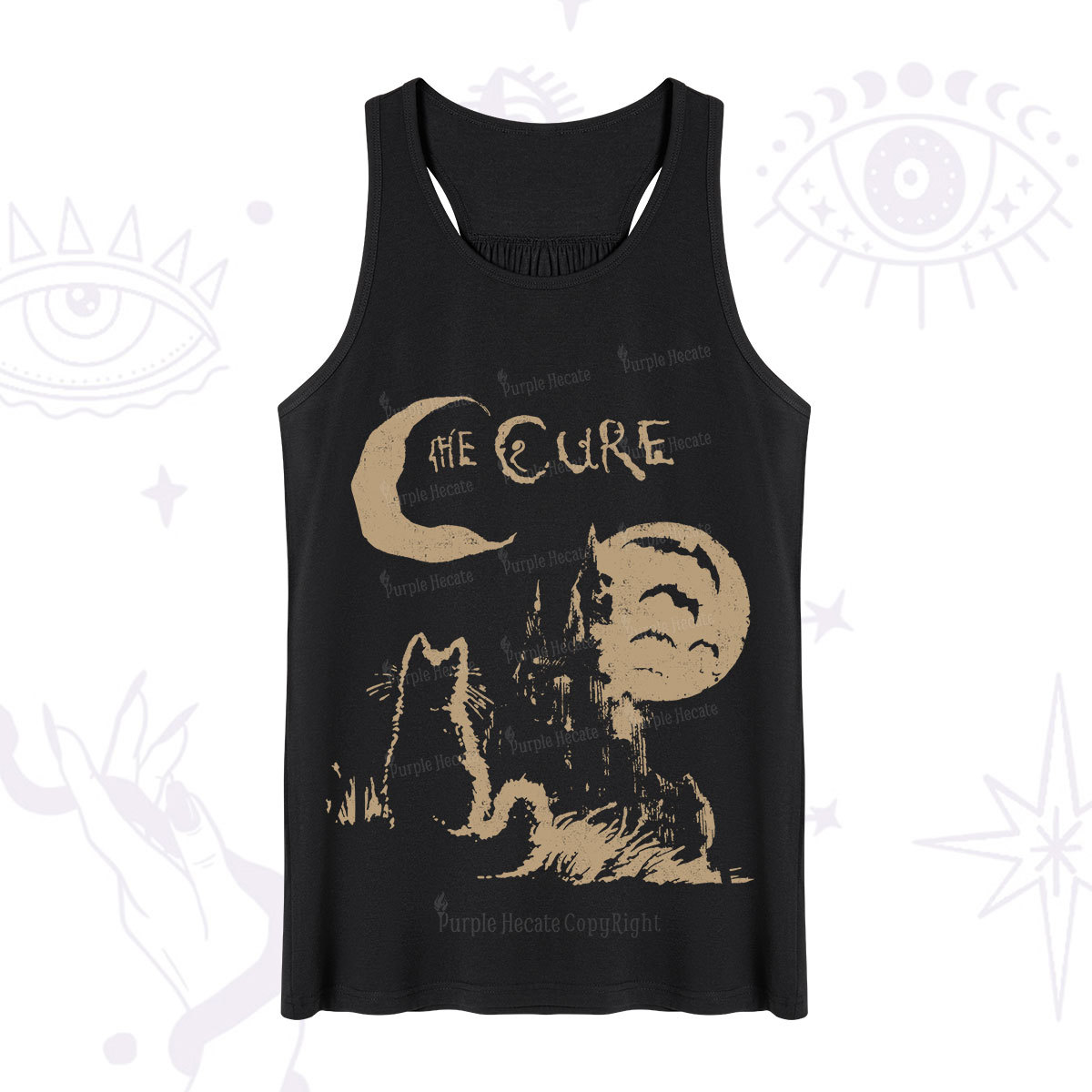 Purplehecate Goth Moon Cat Post-Punk Tank