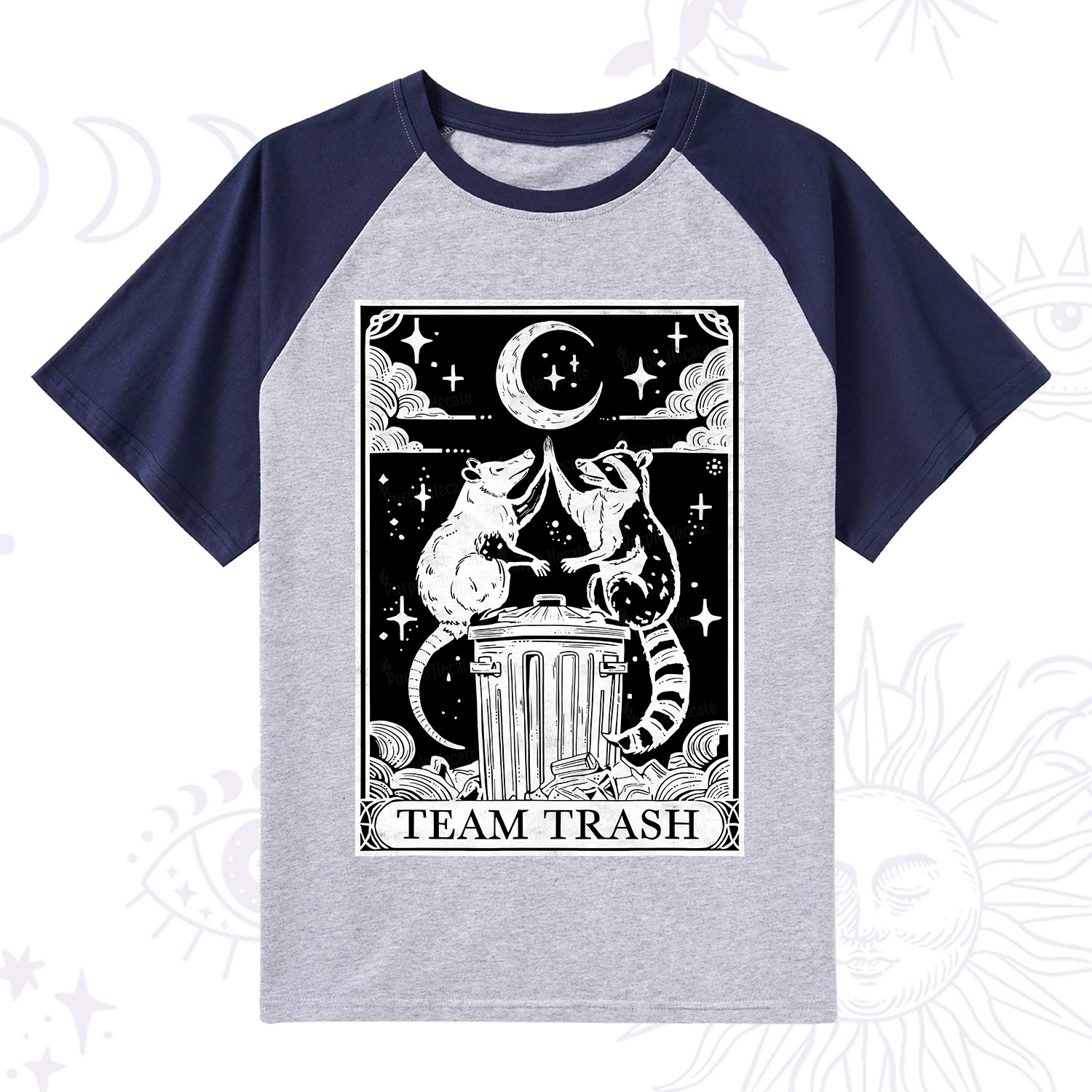 Purplehecate The Team Trash Tarot Raglan Short Sleeve T‑Shirt