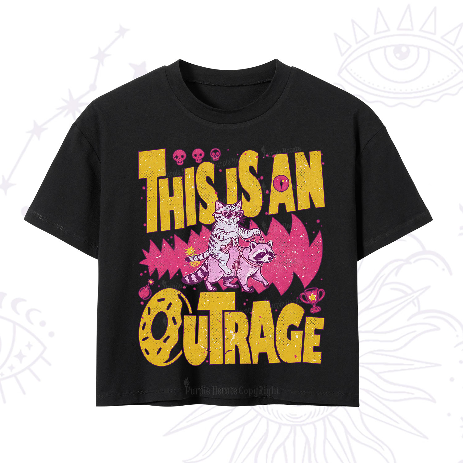 Purplehecate This Is An Outrage Angry Raccoons Crop T-Shirt