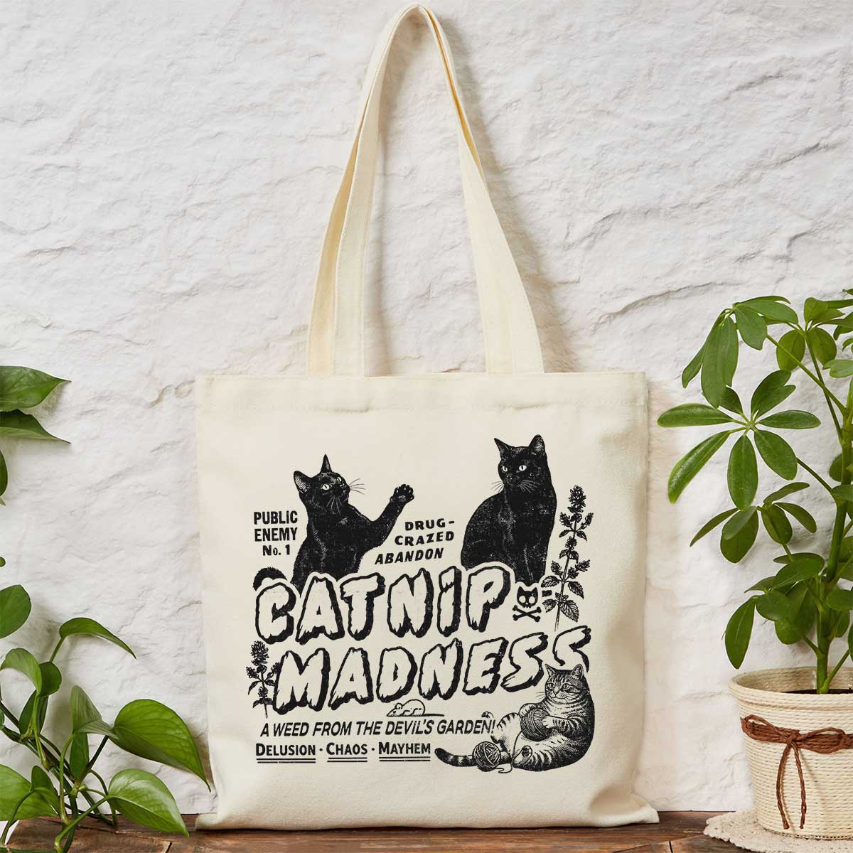 Purplehecate Catnip Madness Cute Cat Tote Bag